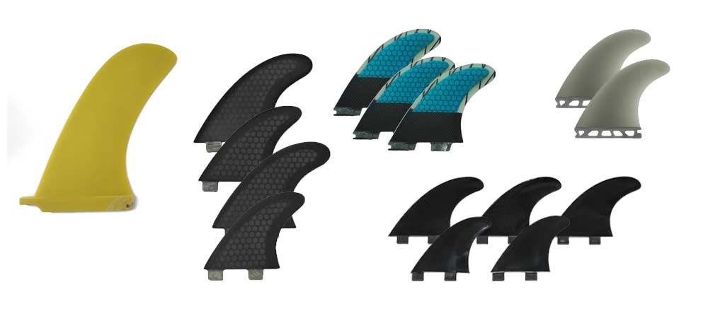 different surboard fin size & types